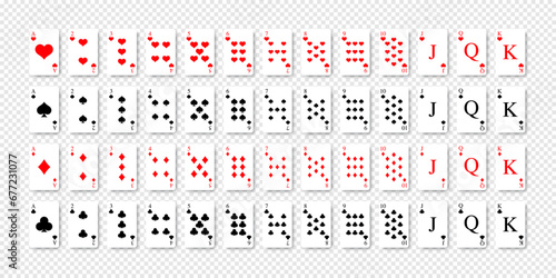Card suits. All types of playing, poker cards. Vector EPS 10