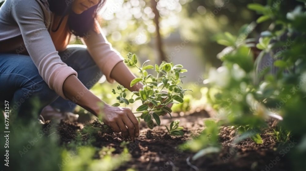 Fototapeta premium Experienced gardener fosters growth in sustainable garden.