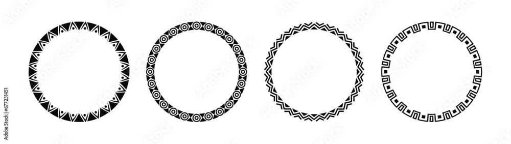 Africa tribal round frame vector design. Circle border african circle decoration - obrazy, fototapety, plakaty 