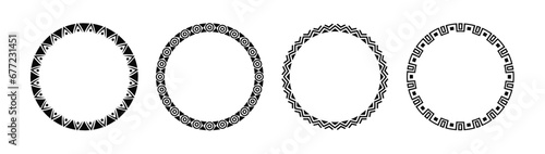 Africa tribal round frame vector design. Circle border african circle decoration