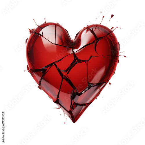 broken heart with broken glass, PNG