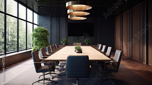 Modern conference room interior wood 