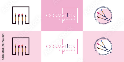 Vector beauty cosmetics icon set logo Premium Vector