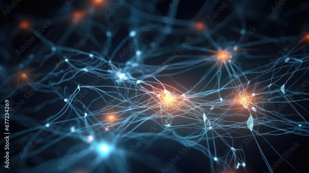 Fototapeta premium Neural connection bright lights synapses