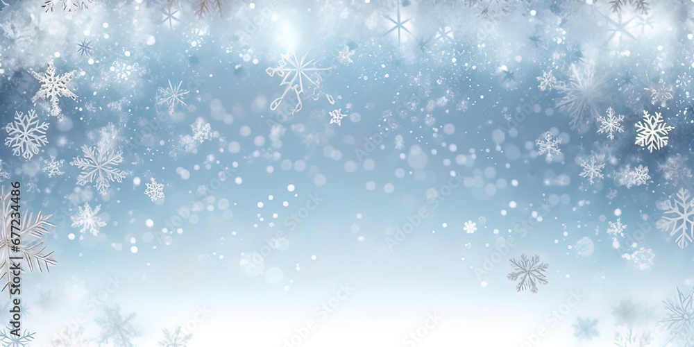 Snowed border frame. Christmas holiday snow, clear frost blizzard snowflakes and silver snowflake vector illustration