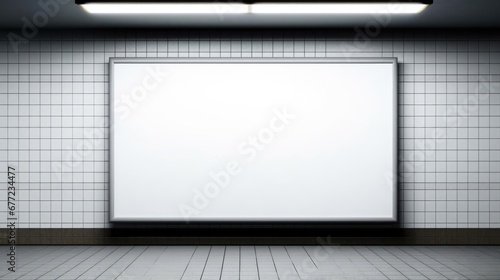 Mockup blank white sign in underground subway  © Fred