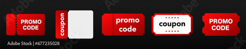 Promo code tag vector icon. Discount coupon template. Promocode sale discount ticket.