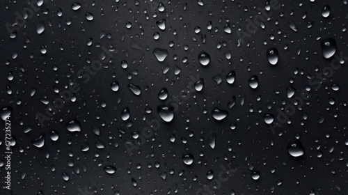 Water drops seamless pattern. Repeated background of rain on black surface.