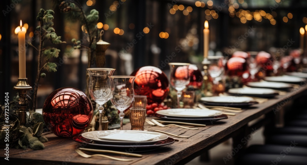 Table setting with Christmas decor Table setting with Christmas decor