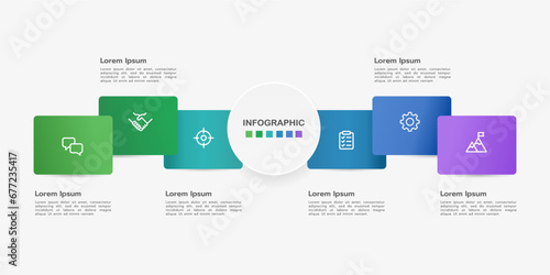 6 steps or options infographic overlap design template. Vector illustration.