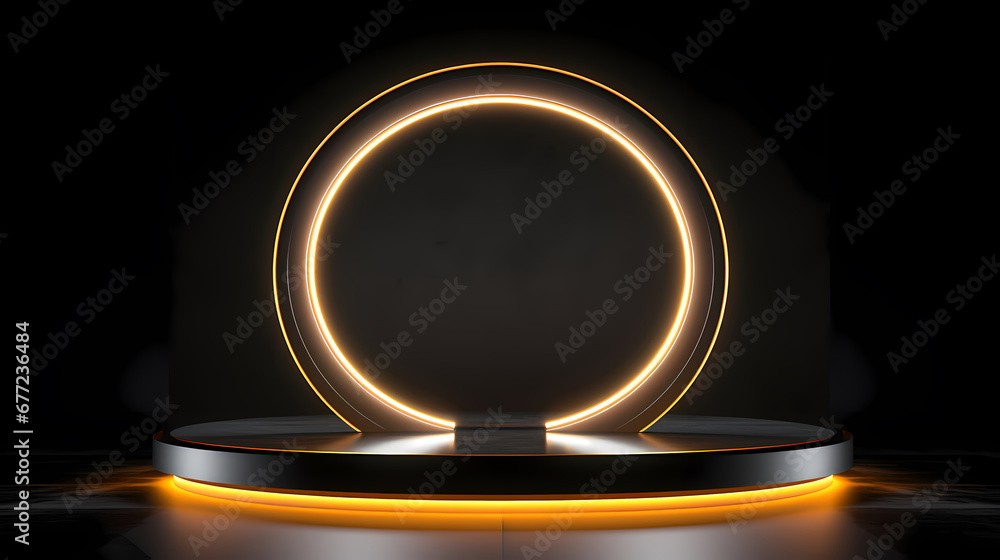 Light effect science fiction product booth scene, e-commerce, podium, stage, product demonstration background, PPT background, 3D rendering