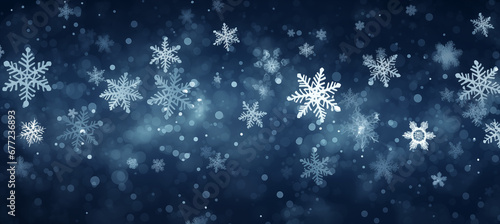 Christmas winter blurred background. Xmas tree with snow decorated with garland lights, holiday festive background. Widescreen backdrop. New year Winter art design, wide screen banner. Generative AI