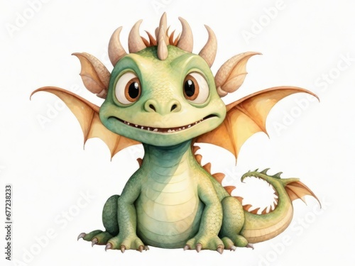 Illustration for a children’s book: a charismatic dragon on a white background © Aleksandr