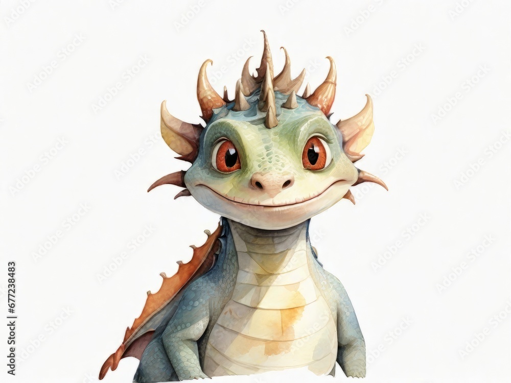 Illustration for a children’s book: funny dragon on a white background Illustration for a children’s book: funny dragon on a white background