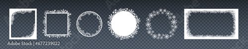 Snowflake photo frame vector design. Ice cartoon vector border