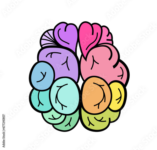 Brain symbol composed of a vibrant spectrum of colors.