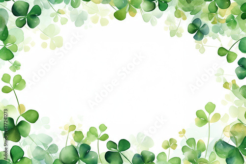 Shamrock clovers  Saint Patricks Day card background frame  copy space