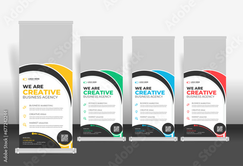 Professional creative roll-up banner, corporate business roll up banner design, marketing agency banner stand design