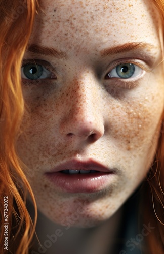 close up portrait of a woman with red hair