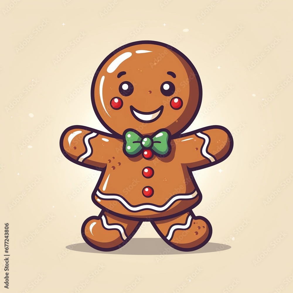 Cute Christmas gingerbread man, vector