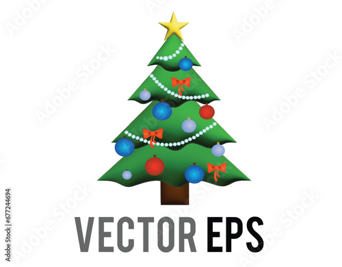 vector gradient green holiday Christmas tree 3D icon