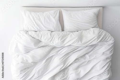 Cozy bed with white linen