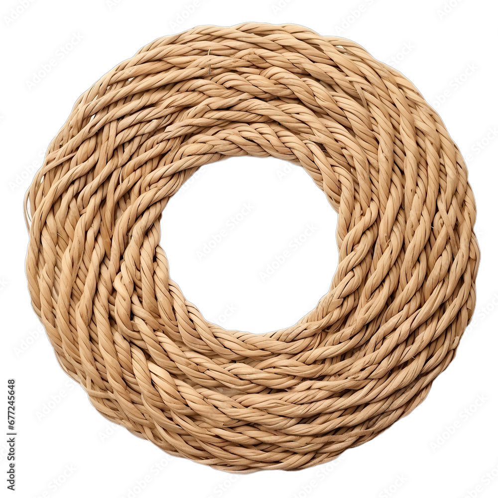 Twine Rattan Plate, isolated on transparent background.