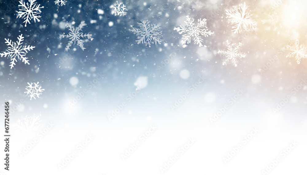 Winter holiday background with snowflakes cold winter sky with copy space, AI generated Winter holiday background with snowflakes cold winter sky with copy space, AI generated