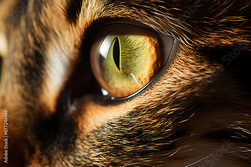Fotografía macro de un ojo de gato de color verde photo