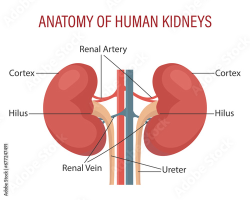 Anatomy of the  Urinary system. Medical infographic banner, illustration, vector