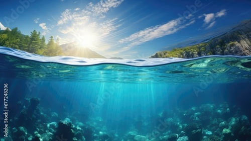 Split underwater view with sunny sky and serene sea © Charlie