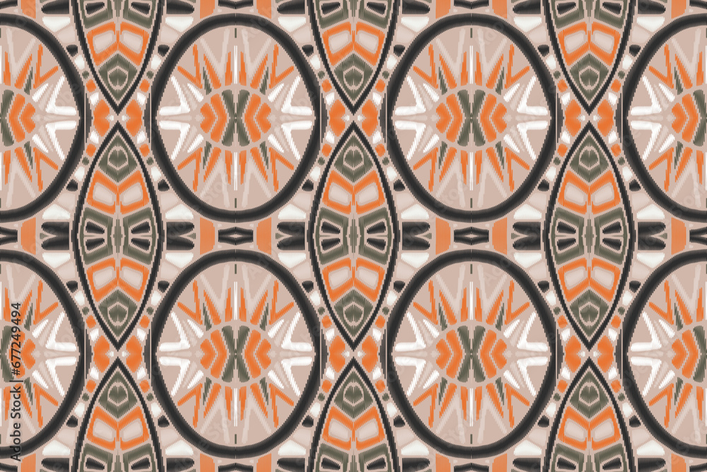 Ethnic abstract Pattern Seamless ikat pattern in tribal, folk embroidery, and Asia style. Aztec geometric art ornament print. Design for carpet, wallpaper, clothing, wrapping, fabric, cover.