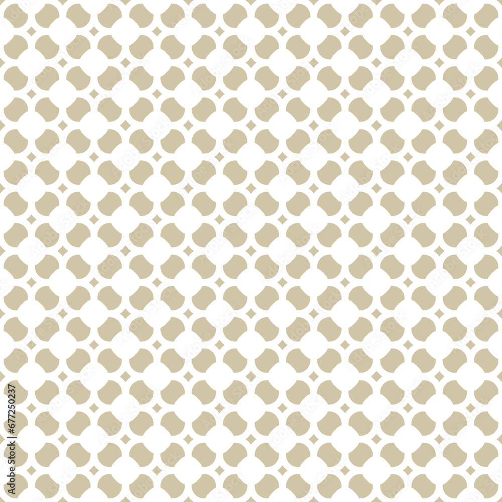 Abstract seamless pattern design with simple geometric grid, lattice texture. Vector background ornament with gold and white repeat elements. Geo design for wallpapers, textiles, wrapping, print
