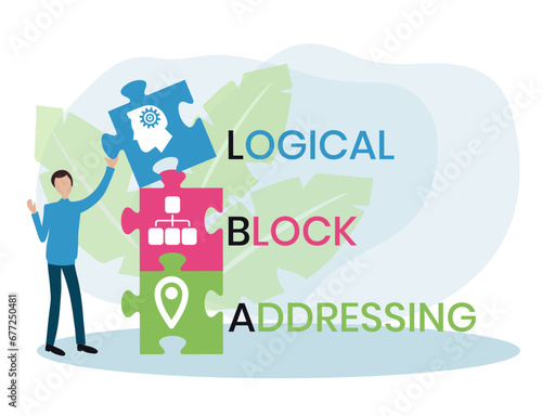 LBA - Logical Block Addressing acronym. business concept background. vector illustration concept with keywords and icons. lettering illustration with icons for web banner, flyer