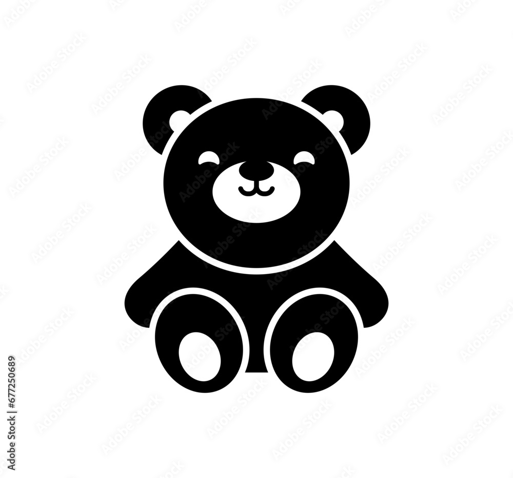 Teddy bear icon. Simple vector bear toy illustration.