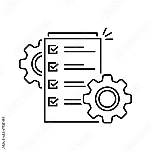 thin line kpi control or execute operation icon. linear modern business efficiency or digital doc logotype graphic stroke art design element isolated on white. concept of capacity or paperwork process