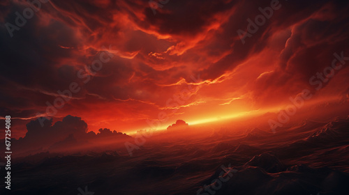 bright red sunset horror hell apocalypse end of world concept abstract background