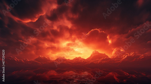bright red sunset horror hell apocalypse end of world concept abstract background