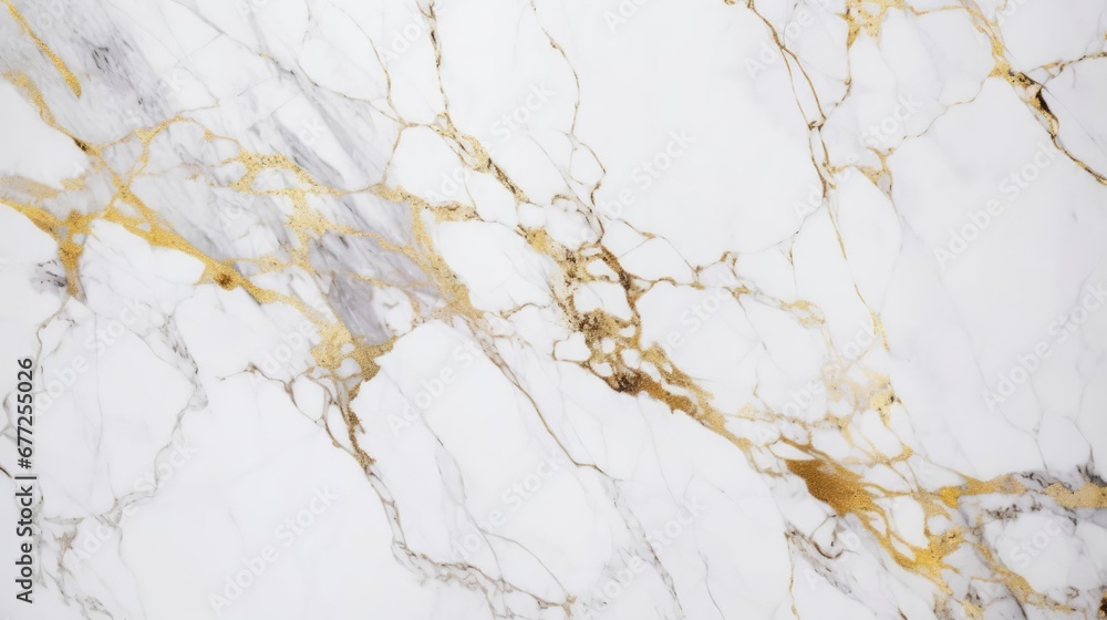 White marble stone texture with gold and gray veins 