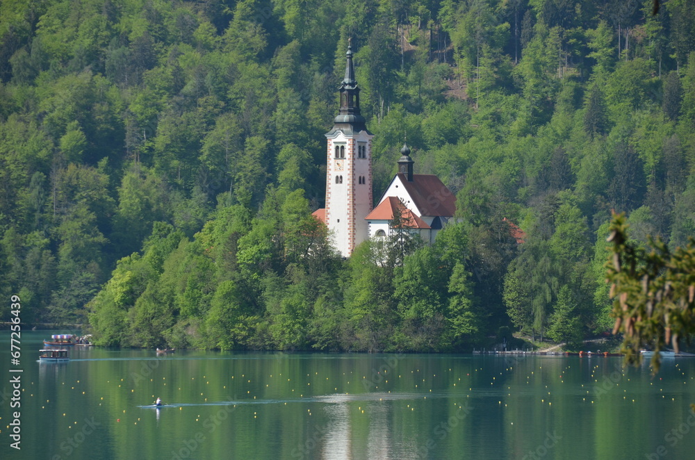Church on the lake Bled, Slovenia.