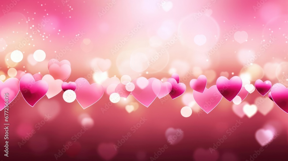 Valentine's Day banner wide hearts love romance bokeh soft 