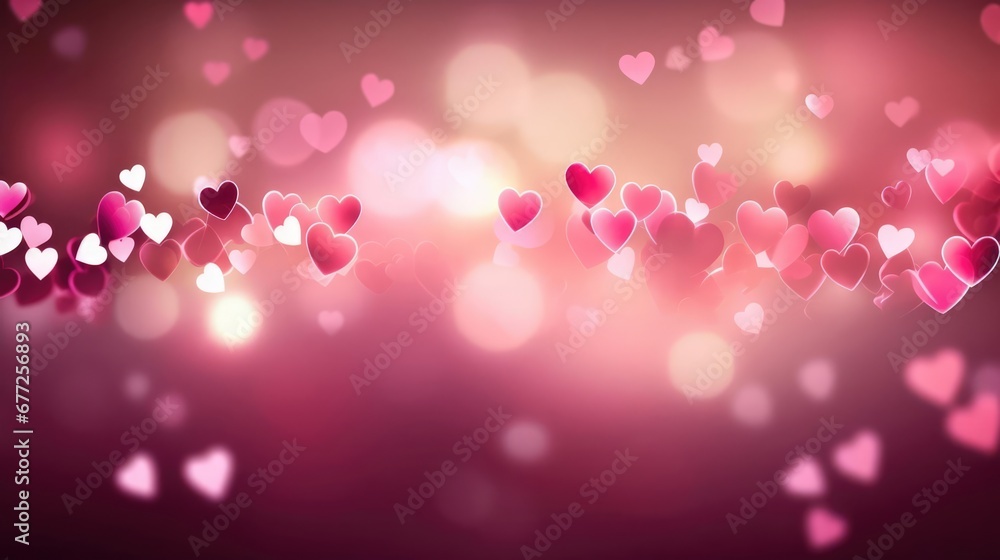 Valentine's Day banner wide hearts love romance bokeh soft Valentine's Day banner wide hearts love romance bokeh soft