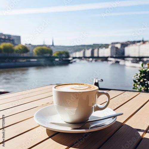 Coffee over the city river