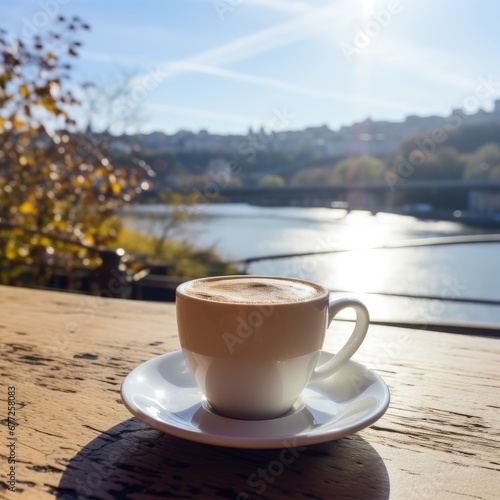 Coffee over the city river