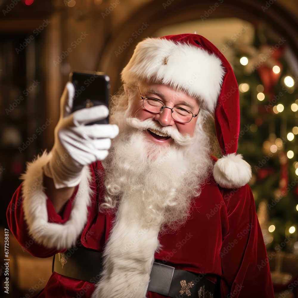 Father Christmas taking selfies Father Christmas taking selfies