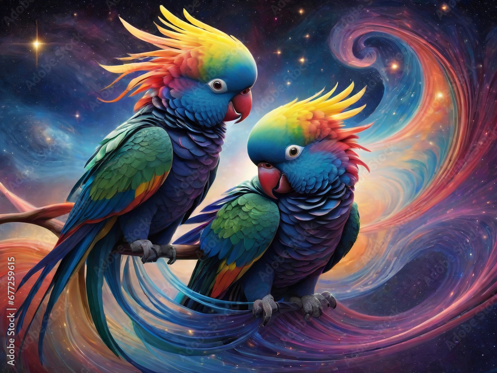 Obraz premium Austrailian parrots, Ai Generated