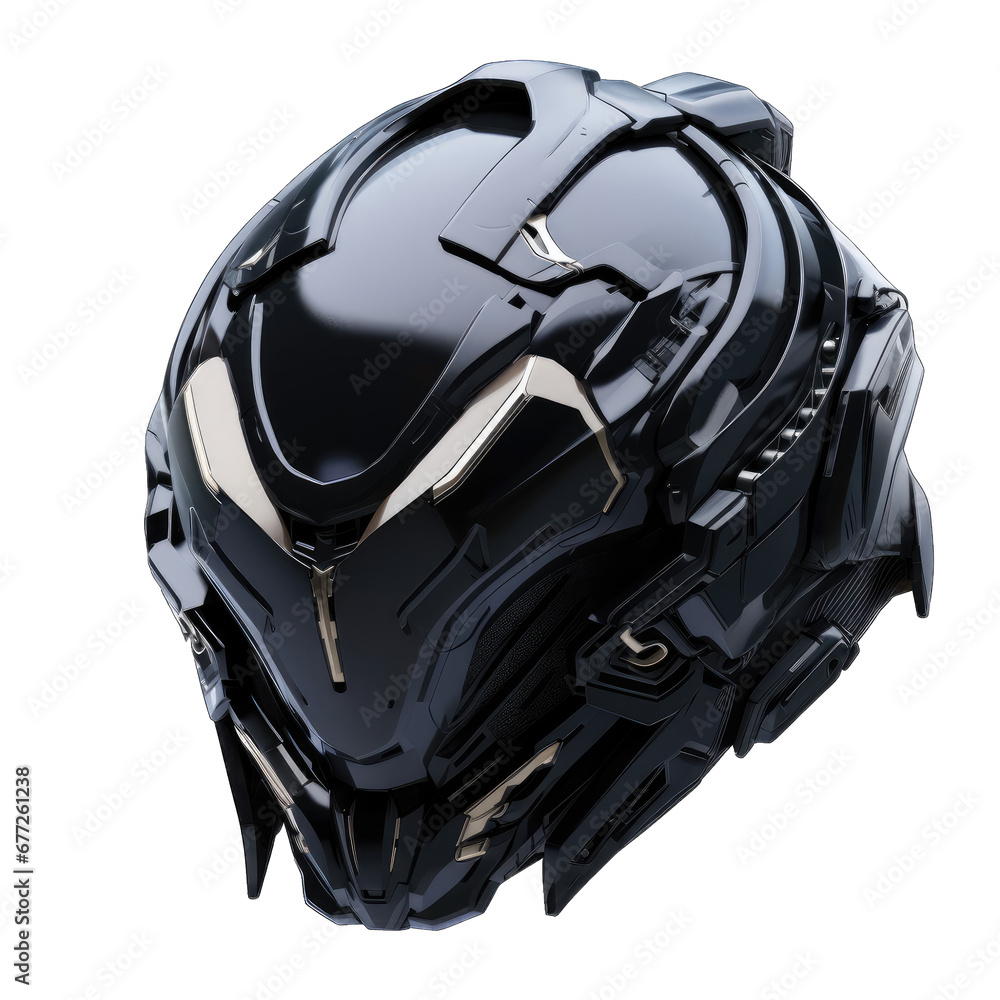 Futuristic cyberpunk dark helmet on transparent and white background. PNG transparent Futuristic cyberpunk dark helmet on transparent and white background. PNG transparent