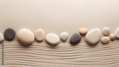 Zen Garden Serenity: Minimalist Pebble Stones Background in Muted Earth Tones for Tranquil Design