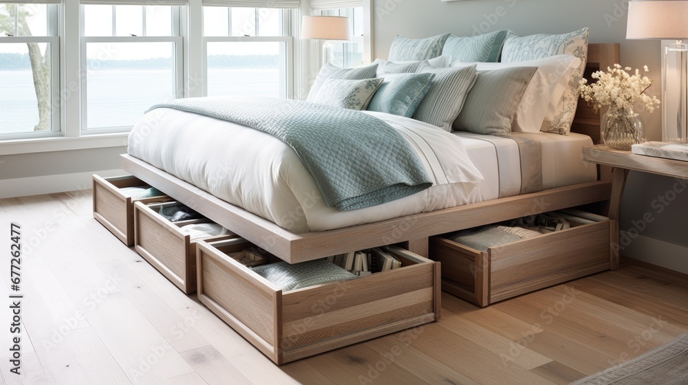 Drawers and cabinets hidden under the bed. Storage solution for small ...