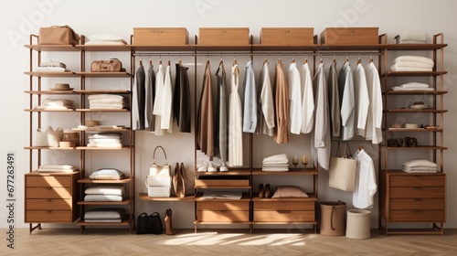 Modular closet system made up of standardized units to mix and match to create the perfect customizable closet design photo